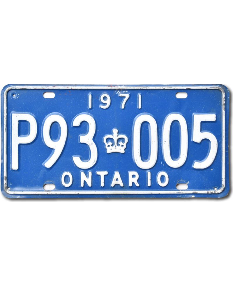 Kanadyjska tablica rejestracyjna Ontario 1971 Blue P93-005