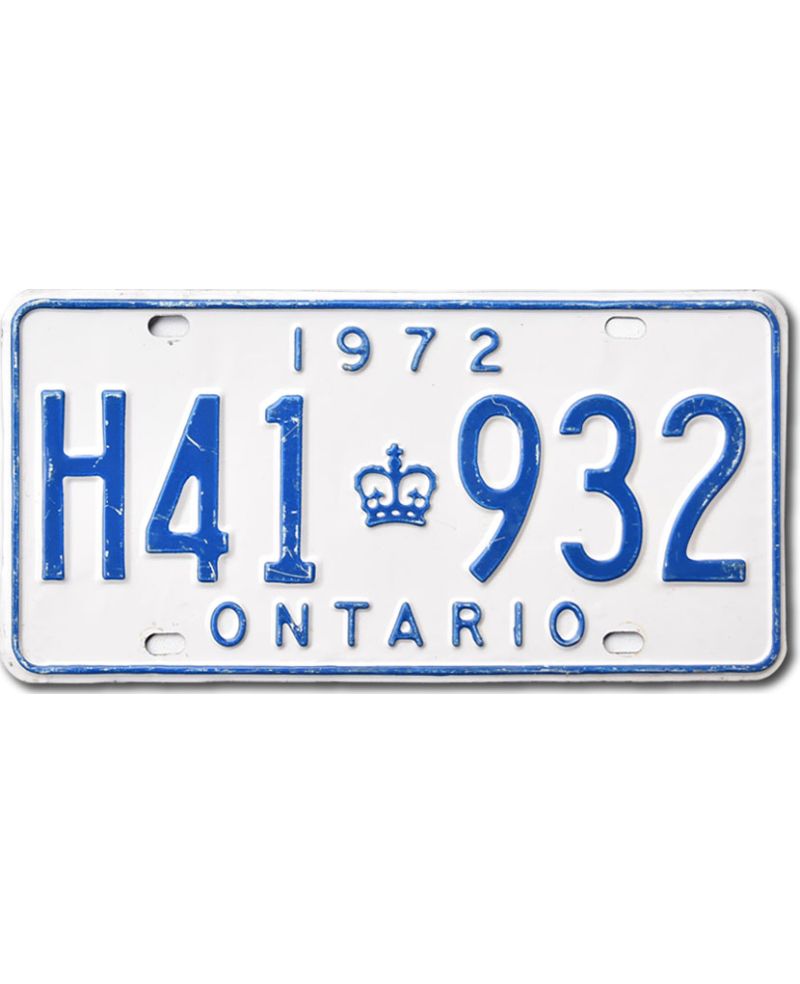 Kanadyjska tablica rejestracyjna Ontario 1972 White H41 932