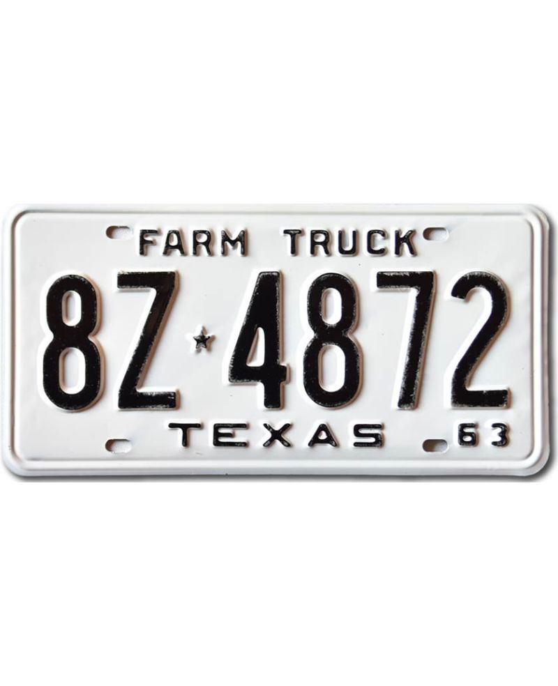 Tablica rejestracyjna USA Texas 1963 Farm Truck 8Z-4872
