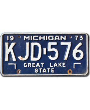 Tablica rejestracyjna USA Michigan 1973 Blue KJD-576