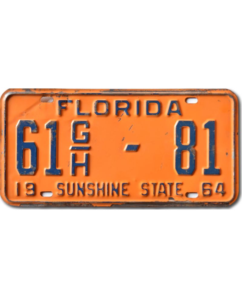 Tablica rejestracyjna USA Florida 1964 Orange 61GH-81