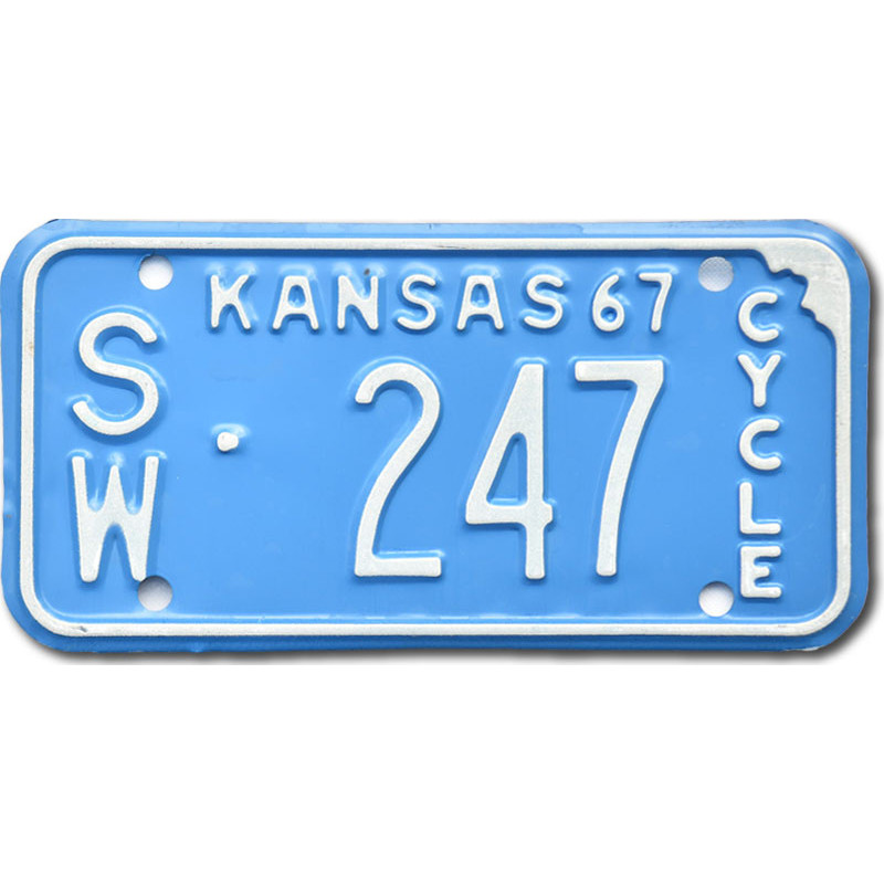 Americká SPZ Kansas 1967 Blue SW 247 moto