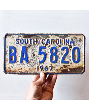 Tablica rejestracyjna USA South Carolina 1967 White BA-5820