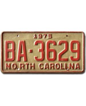 Tablica rejestracyjna USA North Carolina 1975 BA-3629