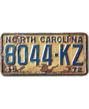Tablica rejestracyjna USA North Carolina 1972 Blue 8044-KZ