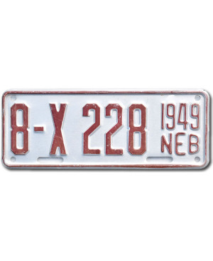 Americká SPZ Nebraska 1949 Silver 8-X228 moto