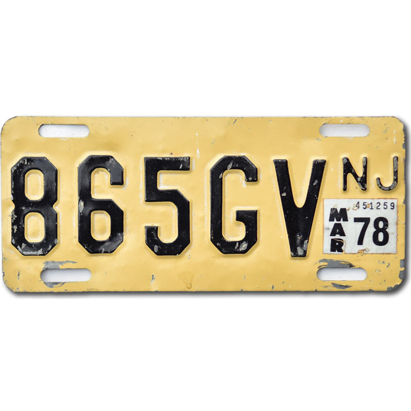 Americká SPZ New Jersey 1978 Yellow 865GV moto