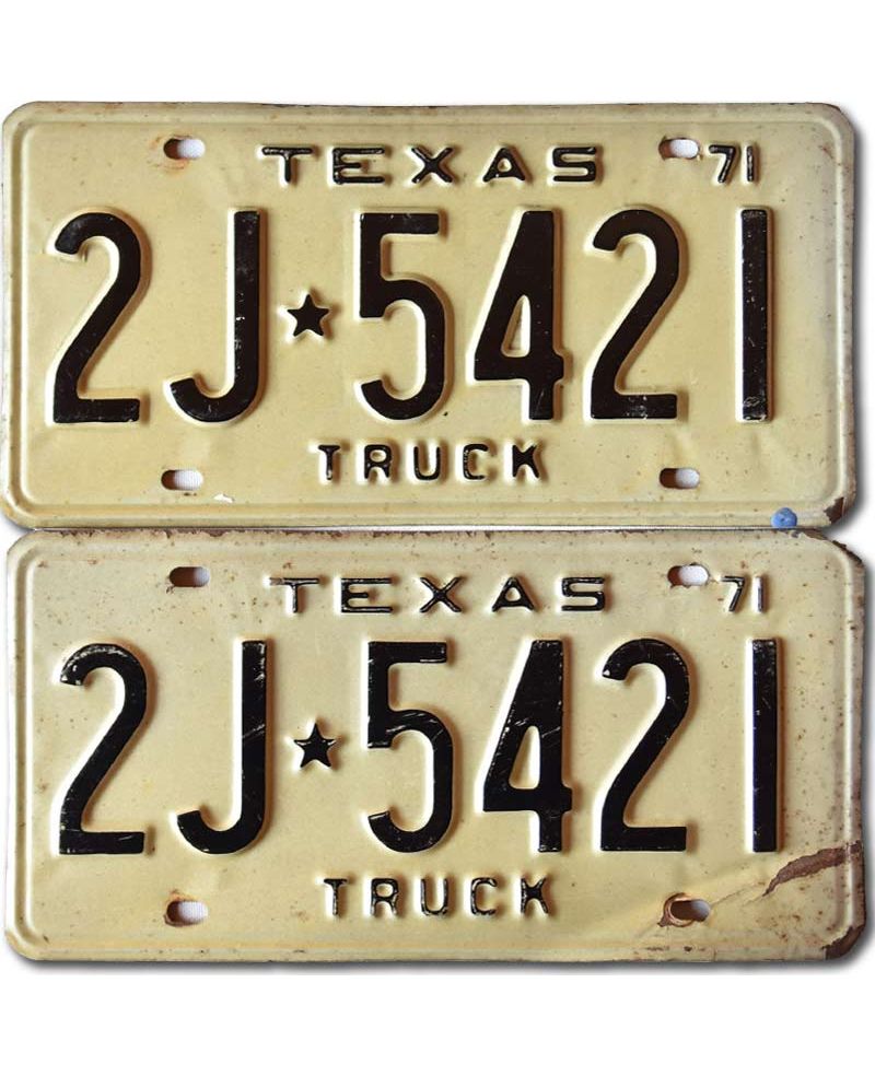 Tablica rejestracyjna USA Texas 1971 Truck 2J-5421 para
