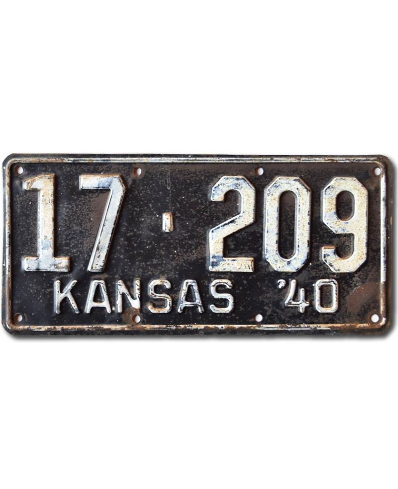 Tablica rejestracyjna USA Kansas 1940 Black 17-209
