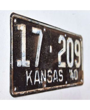 Tablica rejestracyjna USA Kansas 1940 Black 17-209