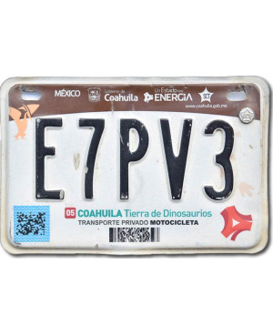 Meksykańska tablica rejestracyjna Coahuila E7PV3 moto