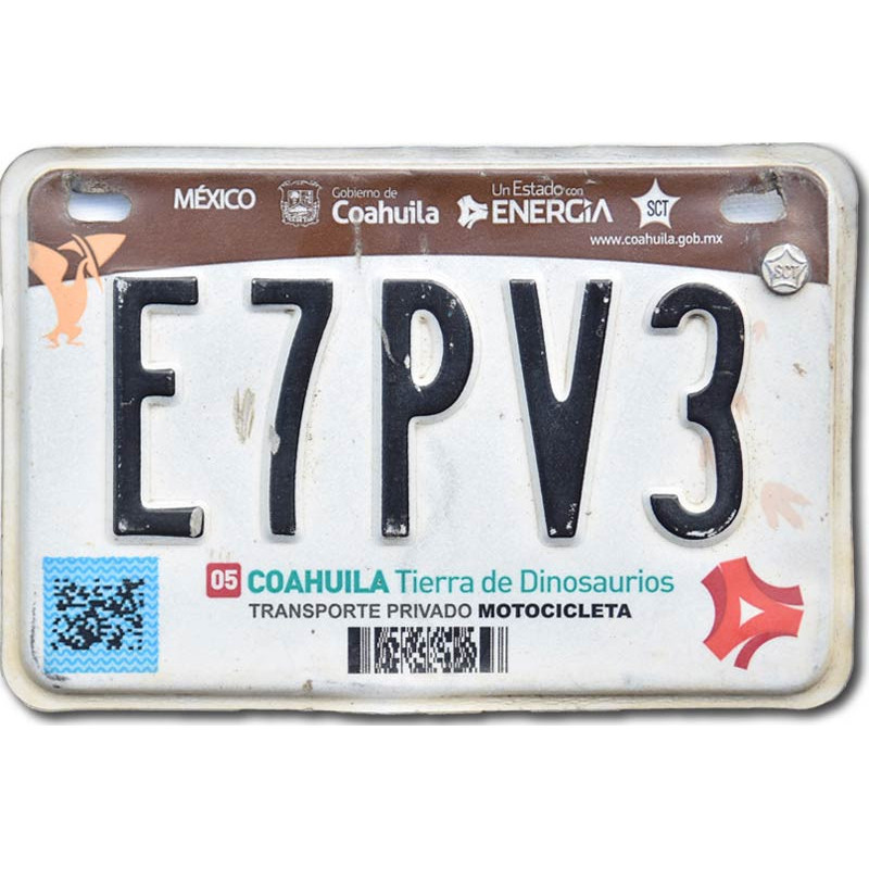 Meksykańska tablica rejestracyjna Coahuila E7PV3 moto