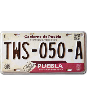 Meksykańska tablica rejestracyjna Puebla TWS-050-A