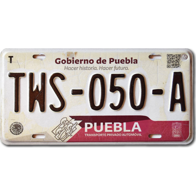 Meksykańska tablica rejestracyjna Puebla TWS-050-A