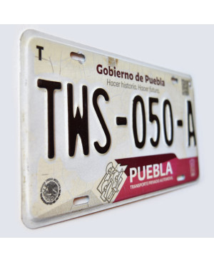 Meksykańska tablica rejestracyjna Puebla TWS-050-A