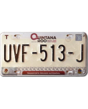 Meksykańska tablica rejestracyjna Quintana Roo UVF-513-J