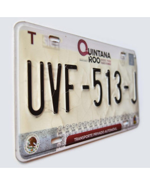Meksykańska tablica rejestracyjna Quintana Roo UVF-513-J