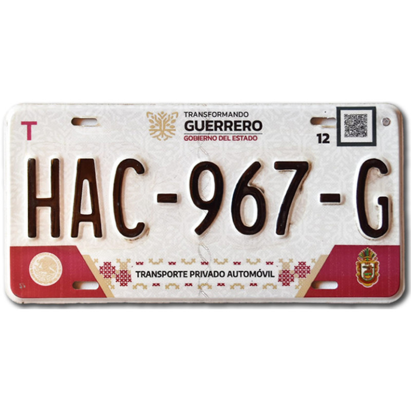 Meksykańska tablica rejestracyjna Guerrero HAC-967-G