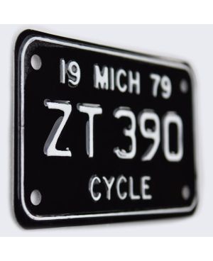 Motocyklowa Tablica Rejestracyjna USA Michigan 1979 Black ZT 390