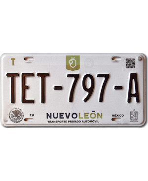 Meksykańska tablica rejestracyjna Nuevo León TET-797-A