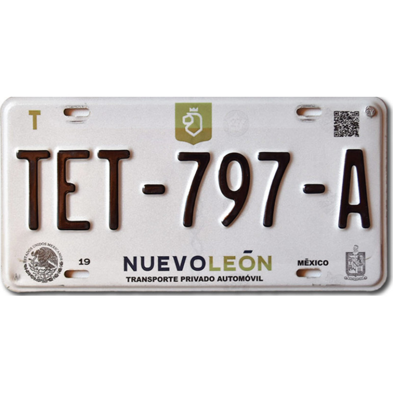 Meksykańska tablica rejestracyjna Nuevo León TET-797-A