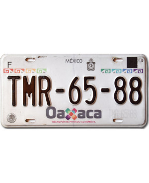 Meksykańska tablica rejestracyjna Oaxaca TMR-65-88