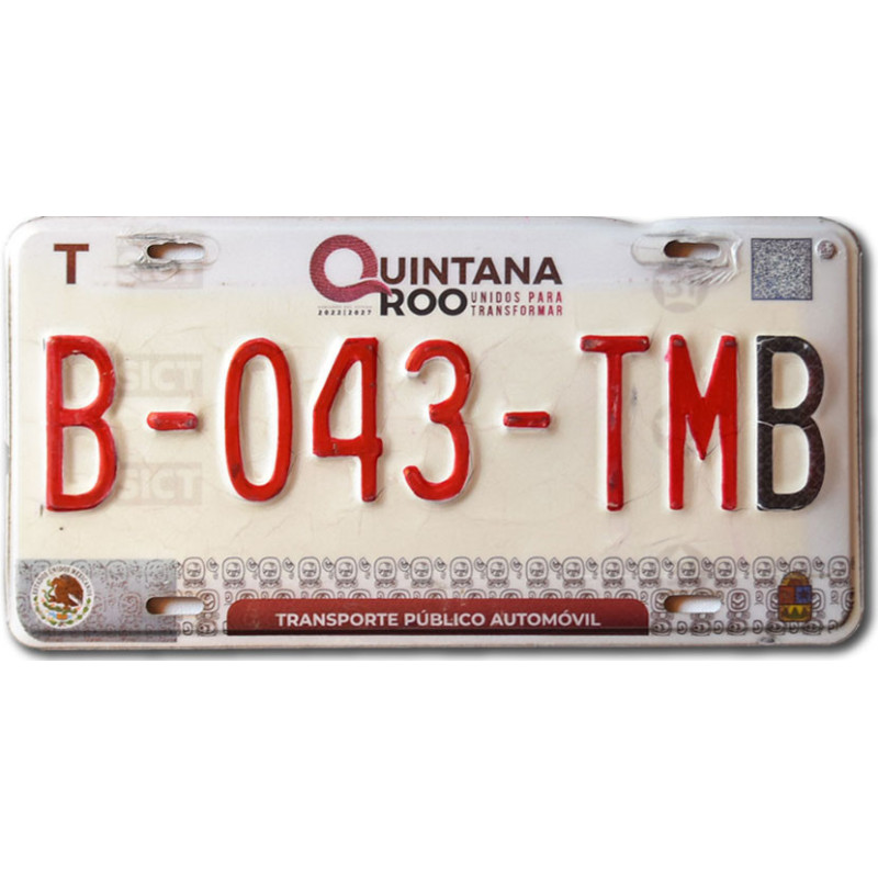 Meksykańska tablica rejestracyjna Quintana Roo B-043-TMB