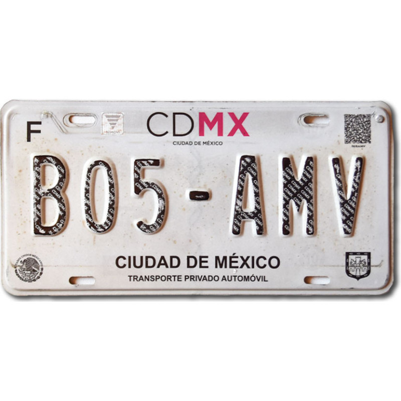 Meksykańska tablica rejestracyjna Ciudad De México B05-AMV