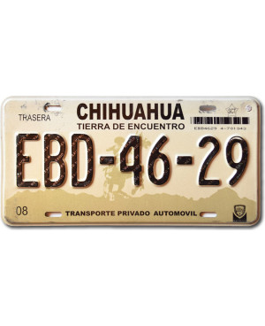 Meksykańska tablica rejestracyjna Chihuahua EBD-46-29