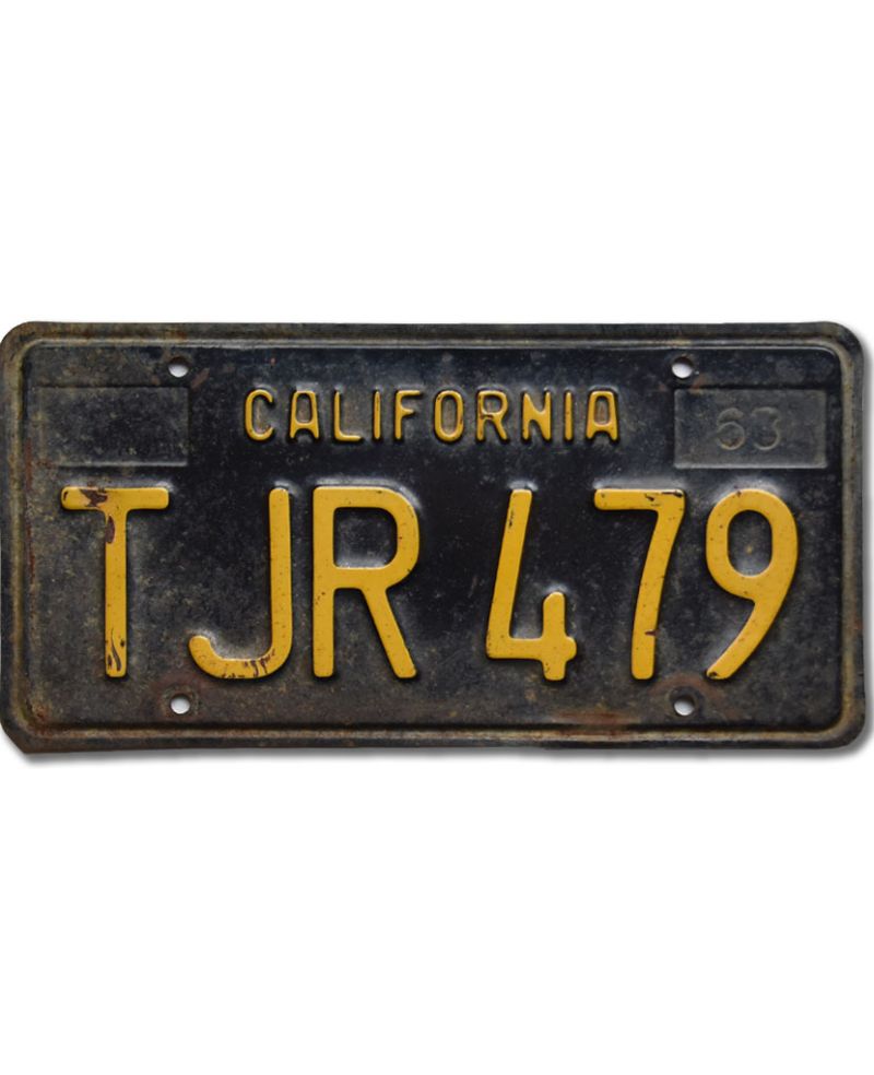 Tablica rejestracyjna USA California 1963 Black TJR 479