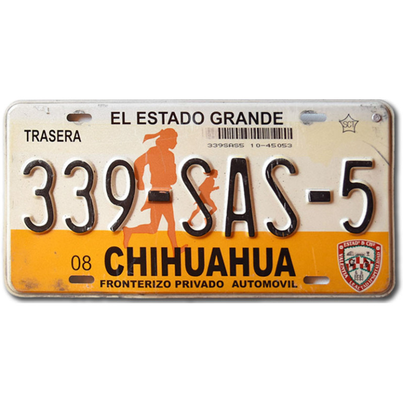 Meksykańska tablica rejestracyjna Chihuahua 339-SAS-5