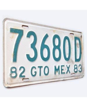 Meksykańska tablica rejestracyjna Guanajuato 73680D