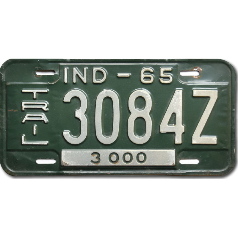 Tablica rejestracyjna USA Indiana 1965 Green 3084Z Trailer