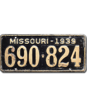 Tablica rejestracyjna USA Missouri 1939 Black 690-824