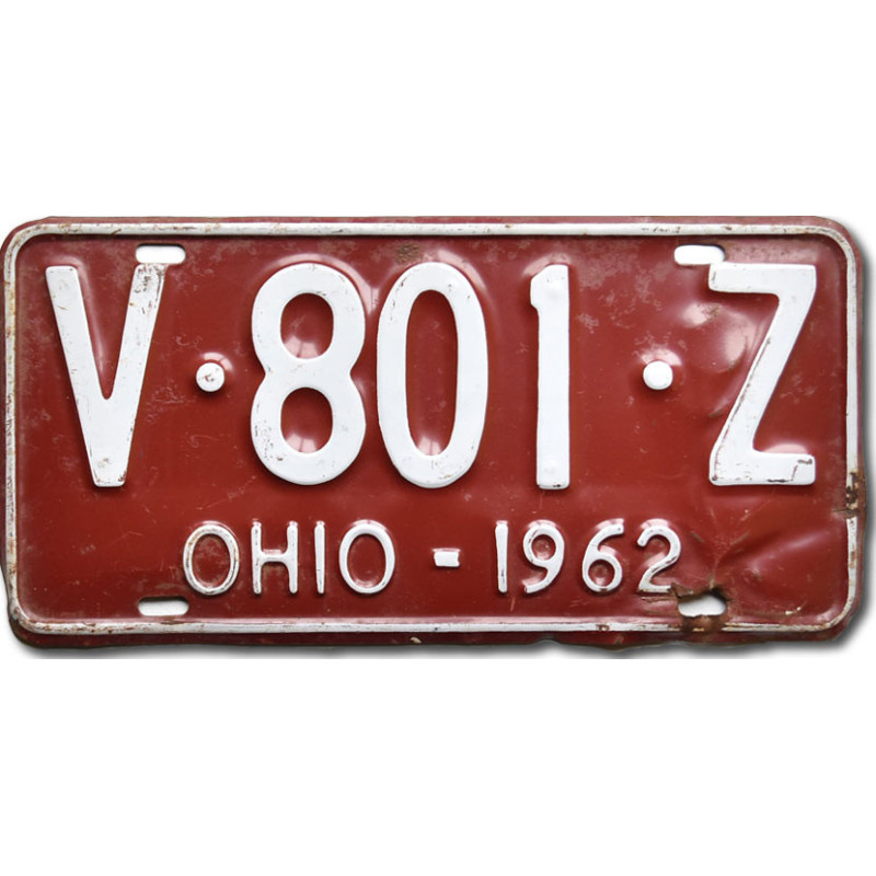Tablica rejestracyjna USA Ohio 1962 Red V-801-Z