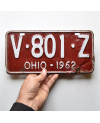 Tablica rejestracyjna USA Ohio 1962 Red V-801-Z