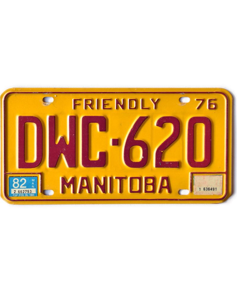 Kanadyjska tablica rejestracyjna Manitoba 1976 Friendly DWC-620