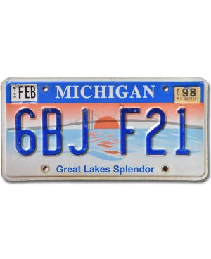 Tablica rejestracyjna USA Michigan Great Lakes Splendor 6BJ F21