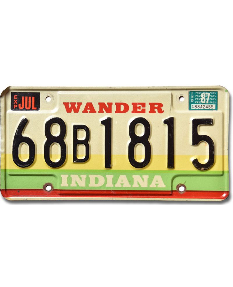 Tablica rejestracyjna USA Indiana 1987 Wander 68B1815