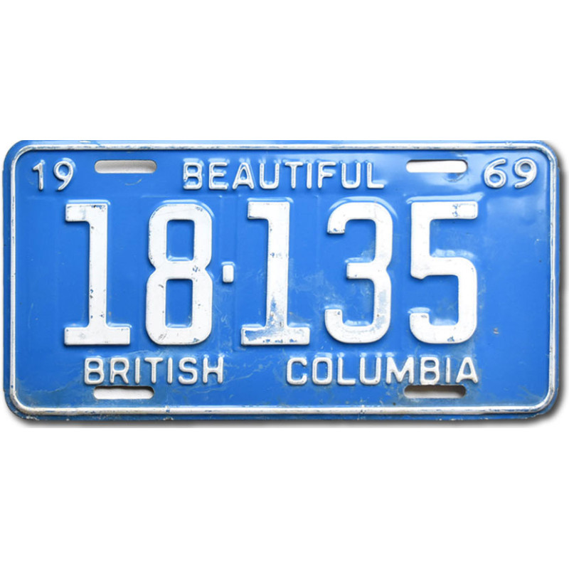 Kanadyjska tablica rejestracyjna British Columbia 1969 Beautiful 18-135