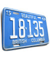 Kanadyjska tablica rejestracyjna British Columbia 1969 Beautiful 18-135