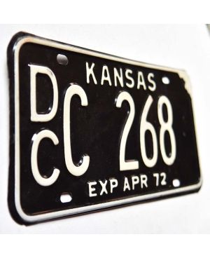 Tablica rejestracyjna USA Kansas 1972 Black DCC 268