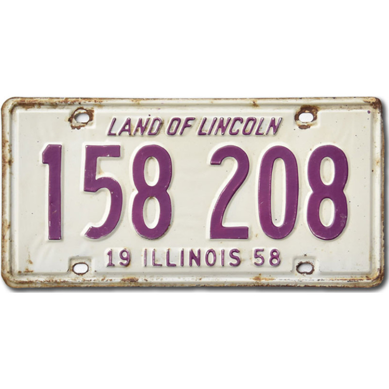 Tablica rejestracyjna USA Illinois 1958 Land of Lincoln 158 208