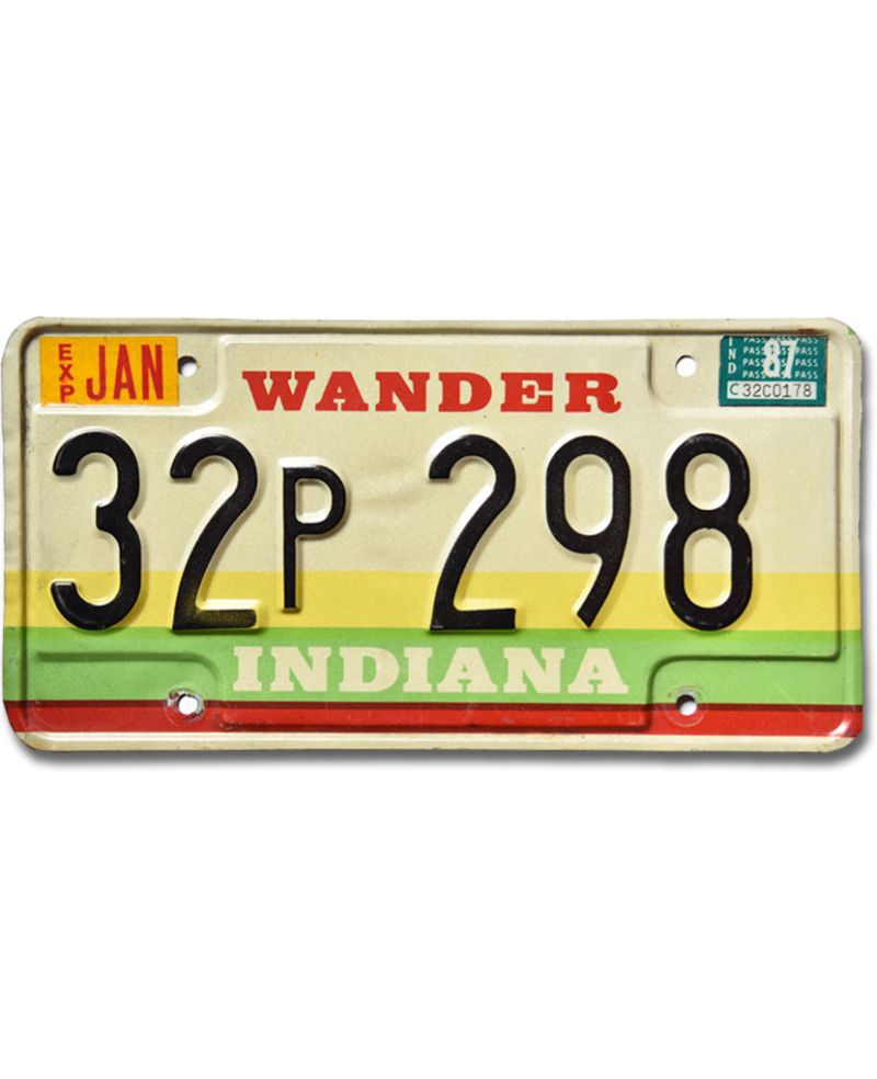 Tablica rejestracyjna USA Indiana 1987 Wander 32P298