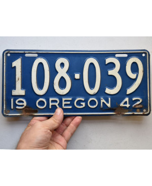 Tablica rejestracyjna USA Oregon 1942 Blue 108-039