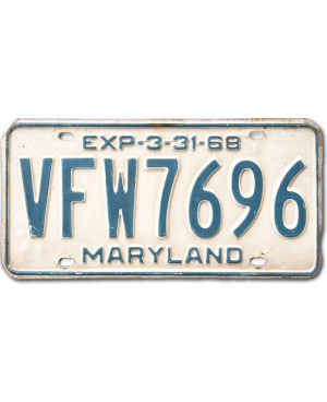 Tablica rejestracyjna USA Maryland 1968 Veteran Foreign War 7696