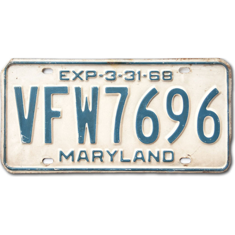 Tablica rejestracyjna USA Maryland 1968 Veteran Foreign War 7696