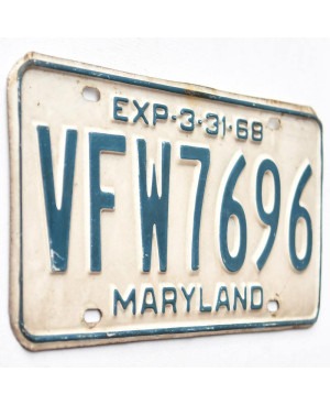 Tablica rejestracyjna USA Maryland 1968 Veteran Foreign War 7696