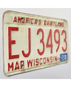 Tablica rejestracyjna USA Wisconsin 1978 Dairyland EJ 3493