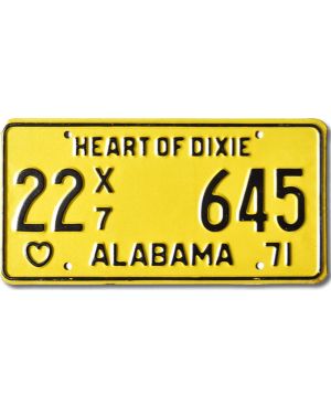 Americká SPZ Alabama 1971 Truck Heart of Dixie 22X7 645
